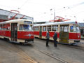 Historické tramvaje T2 č. 133 a T1 č. 121 při oficiálním představení historických vozidel 9. 6. 2011, foto: Vlastimil Leška, Plzeňský deník
