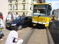 Nehoda tramvaje KT8D5-RN2P č. 296 s holandským autem na křižovatce Pražské a Perlové ulice 16. 6. 2011, foto: V. Leška, Plzeňský deník